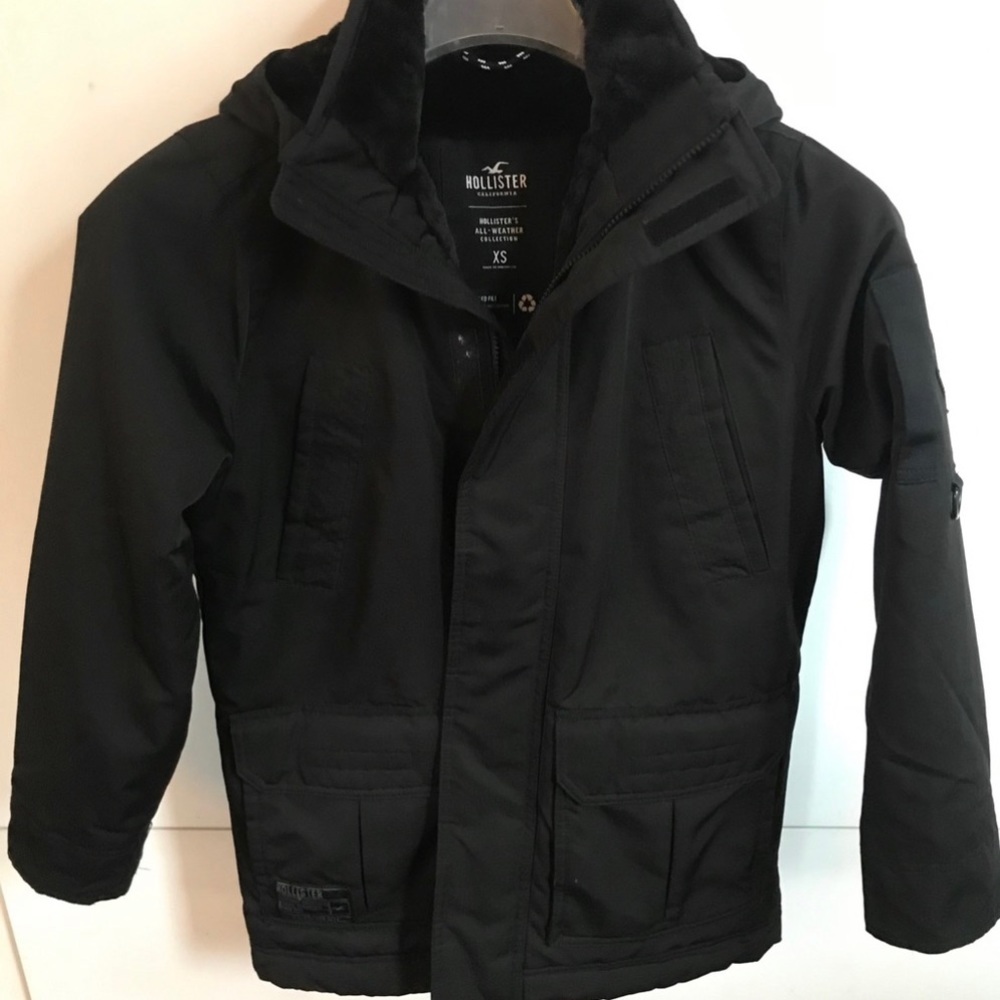 Hollister Fleece Lined Shell Parka Black